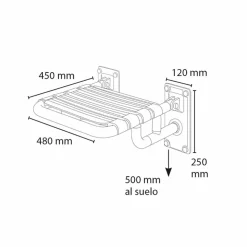 Asiento De Apoyo Ducha Abatible Mural Nylon – PrestoEquip – 89210