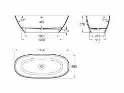 Bañera De STONEX® Oval Blanca Con Desagüe Click-clack Y Sifón 1800 X 800 X 570 Mm – Ariane – Roca – A248669000