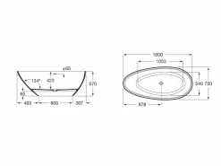 Bañera De STONEX® Oval Onix Con Desagüe Click-clack Y Sifón – Kauai – Roca – A2486170X0
