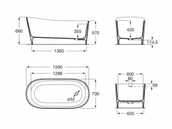 Bañera De STONEX® Ovalada Perla Con Desagüe Click-clack Y Sifón – Maui – Roca – A2484990P0