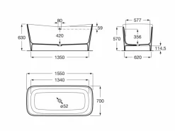 Bañera De STONEX® Rectangular Café Con Desagüe Click-clack Y Sifón – Maui – Roca – A2485020C0