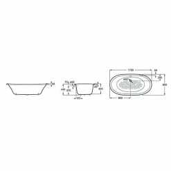 Bañera Oval De Fundición Esmaltada Con Fondo Antideslizante – Newcast – Roca