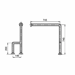 Barra De Apoyo Suelo-pared Inox Blanco – PrestoEquip – 68145