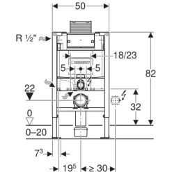 Bastidor Para Inodoro Suspendido , 82 Cm , Con Cisterna Empotrada Omega 12 Cm – Duofix – Geberit
