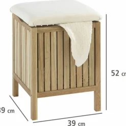 Cesto Con Asiento Nogal Marrón, 39x39x52 Cm – Norway – Wenko