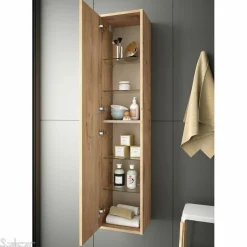 Columna Auxiliar Pilar 1 Puerta Con Cierre Amortiguado, Reversible Y Baldas De Madera. Tirador Incluido – Attila – Salgar