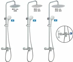 Columna De Baño Y Ducha Wind Blu RD Con Termostática, Rociador Acero Inoxidable AISI304 De ¯25 Cm. – 20WBR25OLB02 – AQG