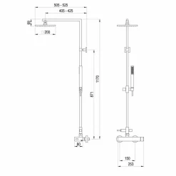 Columna De Ducha – Nitro Monomando Mezcladora Rociador 200×200 Mm – 52450300 – Galindo