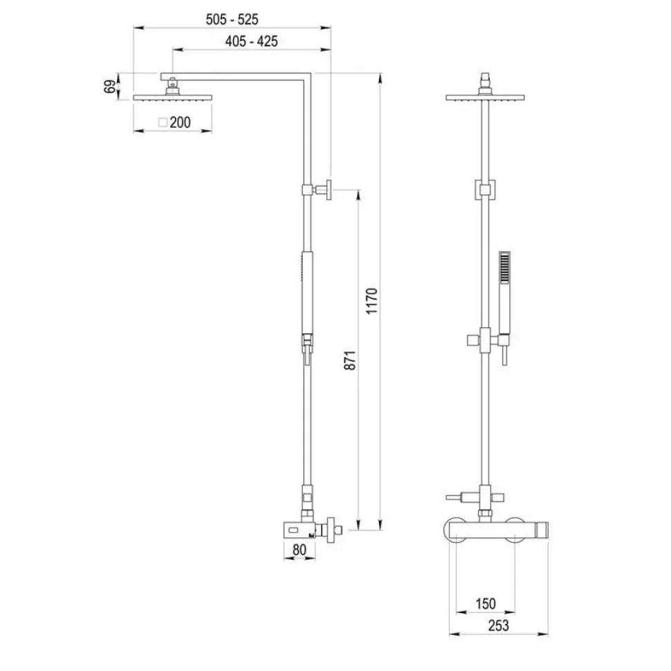 Columna De Ducha – Nitro Monomando Mezcladora Rociador 200×200 Mm – 52450300 – Galindo