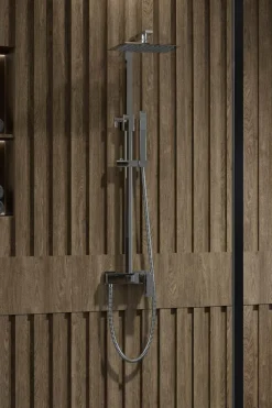Columna De Ducha Luxor Con Monomando, Rociador Acero Inoxidable AISI304 De 20×20 Cm. – 21LUC20LUD02 – AQG