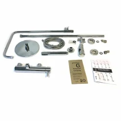 Columna De Ducha Mezcladora Theo Rociador 300 Mm Inox Y Flexo Pvc – 86450302 – Galindo