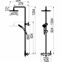 Columna De Ducha Mezcladora Theo Rociador 250 Mm Y Flexo Pvc – 86450301 – Galindo