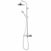 Columna De Ducha Mezcladora Livra Rociador 250 Mm Inox, Flexo Pvc Y Maneral Aroha 3 Funciones Cromo – 49650301 – Galindo