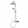 Columna De Ducha Mezcladora Theo Blanco Rociador 300 Mm Inox Y Flexo Pvc – 86450304 – Galindo – LuxCover
