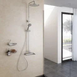 Columna De Ducha Mezcladora Con Columna 250mm Abs, Flexo Inox Y Maneral Pysa 5 Funciones Cromo – Karim Due – Galindo – 88950300