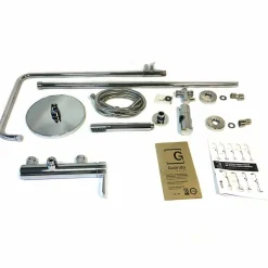 Columna De Ducha Mezcladora Con Columna 250mm Abs, Flexo Inox Y Maneral Pysa 5 Funciones Cromo – Karim Due – Galindo – 88950300