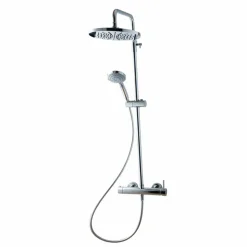 Columna De Ducha Mezcladora Theo Dark Rociador 250 Mm Abs Y Flexo Pvc Cromo – 86350300 – Galindo