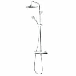 Columna De Ducha Mezcladora Livra Blanco Rociador 300 Mm Inox, Flexo Pvc Y Maneral Aroha 3 Funciones Blanco – 49650304 – Galindo – LuxCover