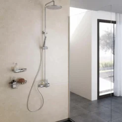 Columna De Ducha Mezcladora Cónico Rociador 250 Mm Inox Y Flexo Pvc – 71750301 – Galindo