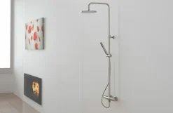 Columna De Ducha Mezcladora 200mm Abs, Flexo Inox Y Maneral Pysa 5 Funciones Cromo – Livra – Galindo – 49650100