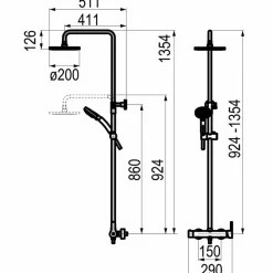 Columna De Ducha Mezcladora Zip Plus 2.0 Rociador 200 Mm – 21550100 – Galindo