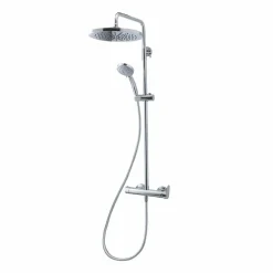 Columna De Ducha Mezcladora Nine Blanco Rociador 300 Mm Inox Y Flexo Pvc – 46250304 – Galindo – LuxCover
