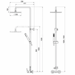 Columna De Ducha Monomando Mezcladora Rociador 250 Mm – Albos – 71250300 – Galindo