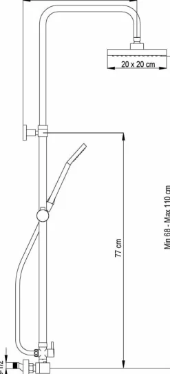 Columna De Ducha New Ocean Con Termostática, Rociador ABS De 20×20 Cm. – 20NOQUD01 – AQG