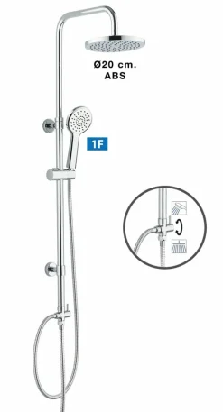 Columna De Ducha New Pacific Sin Grifería, Rociador ABS De ¯20 Cm. – 22NPSGR01 – AQG