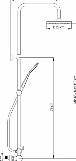 Columna De Ducha New Pacific Sin Grifería, Rociador ABS De ¯20 Cm. – 22NPSGR01 – AQG