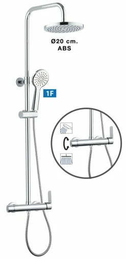 Columna De Ducha New Pacific Con Monomando, Rociador ABS De ¯20 Cm. – 21NPAMD01 – AQG