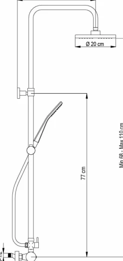 Columna De Ducha New Pacific Con Monomando, Rociador ABS De ¯20 Cm. – 21NPAMD01 – AQG