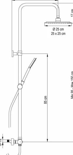Columna De Ducha Nite Con Termostática, Rociador Acero Inoxidable AISI304 De 25×25 Cm. – 20NITC25NID05 – AQG