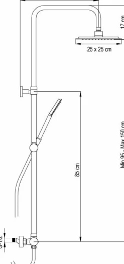 Columna De Ducha Nite Con Termostática, Rociador Acero Inoxidable AISI304 De 25×25 Cm. – 20NITC25NID03 – AQG