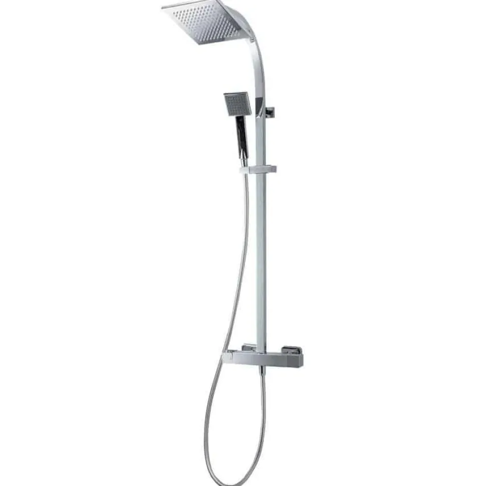 Columna De Ducha Termostática 200 Mm Latón, Flexo Pvc Y Maneral 1 Función Cromo – Nitro – 110049300 – Galindo