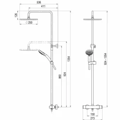 Columna De Ducha Termostática 250mm Abs, Flexo Pvc Y Maneral – Aroha – Galindo – 46049300