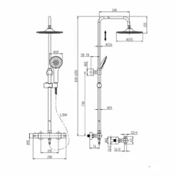 Columna De Ducha Termostática Negra Redonda – Combi – Llavisan – L125994