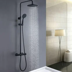 Columna De Ducha Termostática Negra Redonda – Combi – Llavisan – L125994