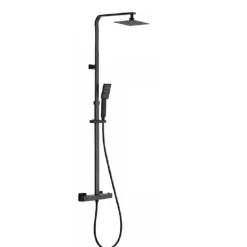 Columna De Ducha Termostática Cuadrada Negro Mate- Suprema – Aquahome