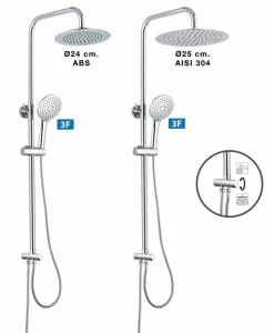 Columna De Ducha Wind Blu SQ Sin Grifería, Rociador ABS De 20×20 Cm. – 22WBC22SGR01 – AQG