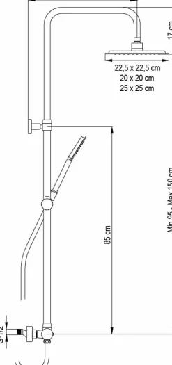 Columna De Ducha Wind Blu SQ Sin Grifería, Rociador ABS De 20×20 Cm. – 22WBC22SGR01 – AQG