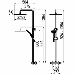 Columna Ducha Termostática Aroha Lux Cuerpo Frío Rociador 250 Mm Inox, Flexo Pvc Y Maneral – 46059501 – Galindo