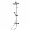 Columna Ducha Termostática Aroha Lux Blanco Cuerpo Frío Rociador 300 Mm Inox, Flexo Pvc Y Maneral – 46059503 – Galindo – LuxCover