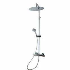 Columna Ducha Termostática Aroha Lux Blanco Cuerpo Frío Rociador 300 Mm Inox, Flexo Pvc Y Maneral – 46059503 – Galindo – LuxCover