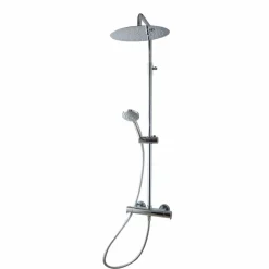 Columna Ducha Termostática Aroha Lux Blanco Cuerpo Frío Rociador 300 Mm Inox, Flexo Pvc Y Maneral – 46059503 – Galindo – LuxCover