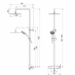 Columna Monomando Mezcladora Rociador 250 Mm En Abs Flexo Inox Maneral 5 Funciones – Kily – Galindo – 49550300