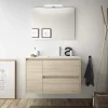 Conjunto Completo Mueble Suspendido De 2 Cajones Y Puerta Izquierda 850 Mm + Lavabo De Porcelana – Noja – Salgar