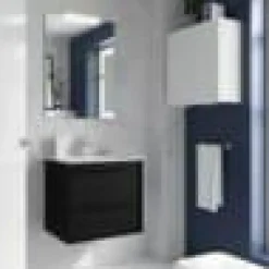 Conjunto Completo Mueble Attila De 2 Cajones, Lavabo De Porcelana, Espejo Y Aplique LED – Attila – Salgar