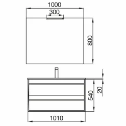 Conjunto Completo Mueble Attila De 2 Cajones, Lavabo De Porcelana, Espejo Y Aplique LED – Attila – Salgar