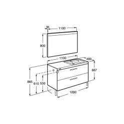 Conjunto Completo Mueble + Lavabo + Espejo Con Luz Integrada (90 O 110 Cm) – Prisma – Roca
